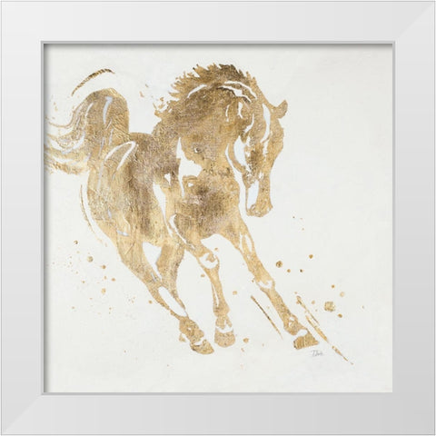 Spirit Horse Gold White Modern Wood Framed Art Print by Pinto, Patricia