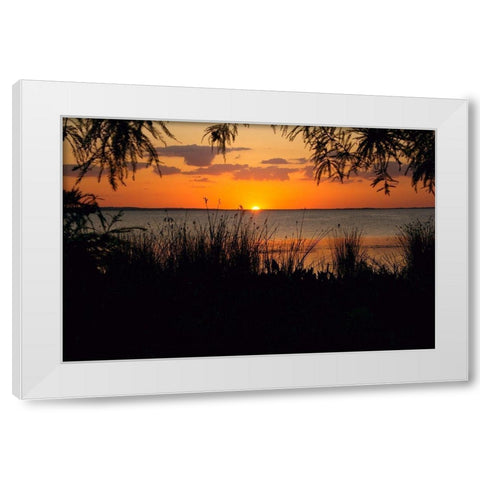 Sunset Seaside White Modern Wood Framed Art Print by ODell, Debbie