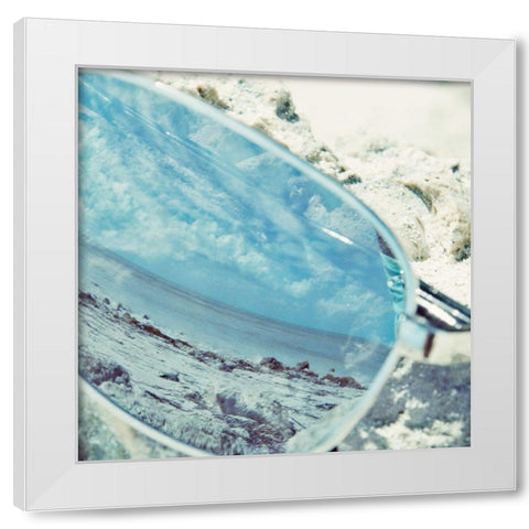 By The Beach White Modern Wood Framed Art Print by ODell, Debbie