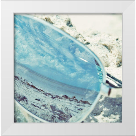 By The Beach White Modern Wood Framed Art Print by ODell, Debbie