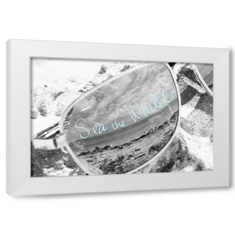 Sea the World White Modern Wood Framed Art Print by ODell, Debbie