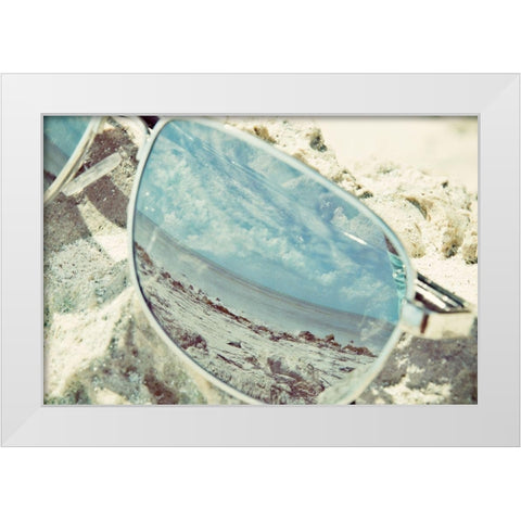 Sunglass Reflection White Modern Wood Framed Art Print by ODell, Debbie