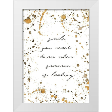 Smile White Modern Wood Framed Art Print by Wilson, Kali