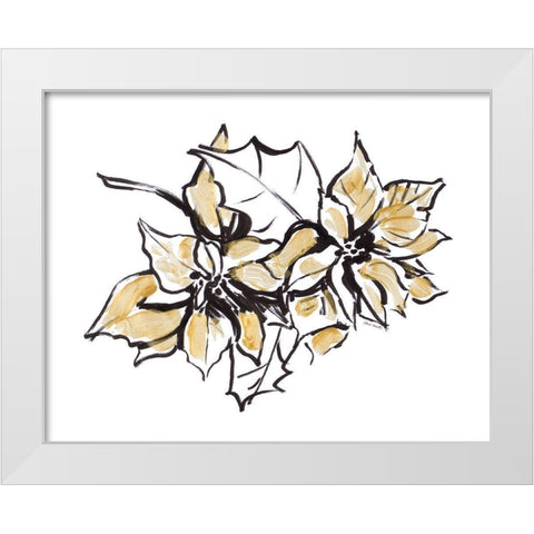 Poinsettias with Gold I White Modern Wood Framed Art Print by Loreth, Lanie