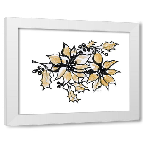 Poinsettias with Gold II White Modern Wood Framed Art Print by Loreth, Lanie