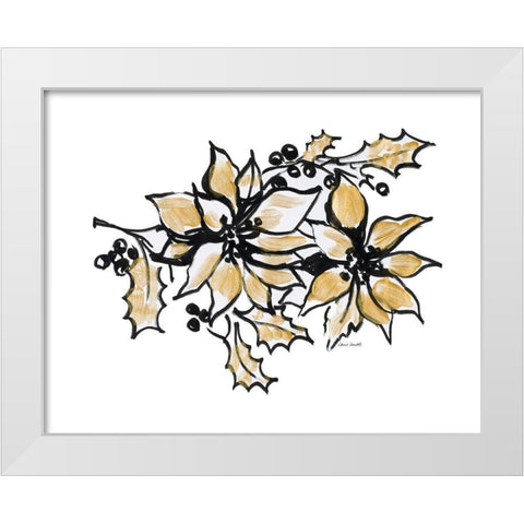 Poinsettias with Gold II White Modern Wood Framed Art Print by Loreth, Lanie