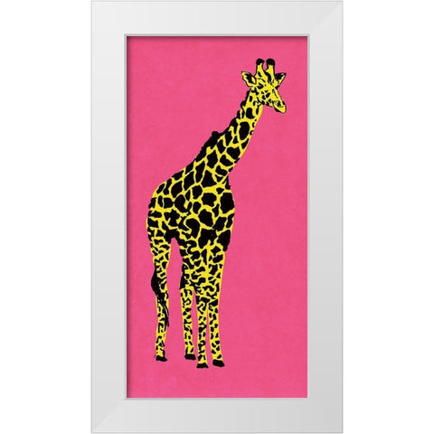 Giraffe on Pink White Modern Wood Framed Art Print by Pinto, Patricia