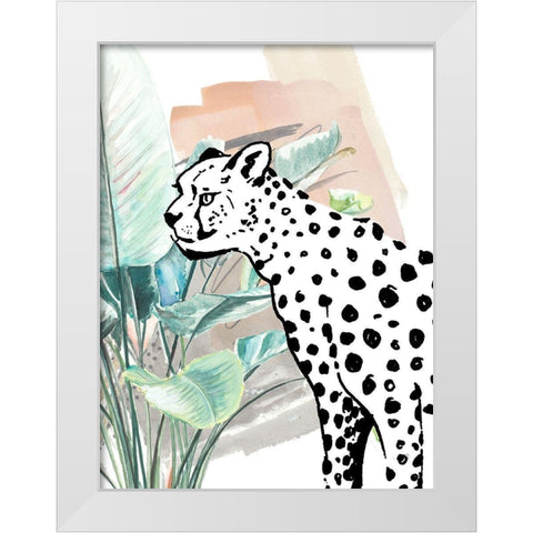 Tropical Cheetah White Modern Wood Framed Art Print by Pinto, Patricia