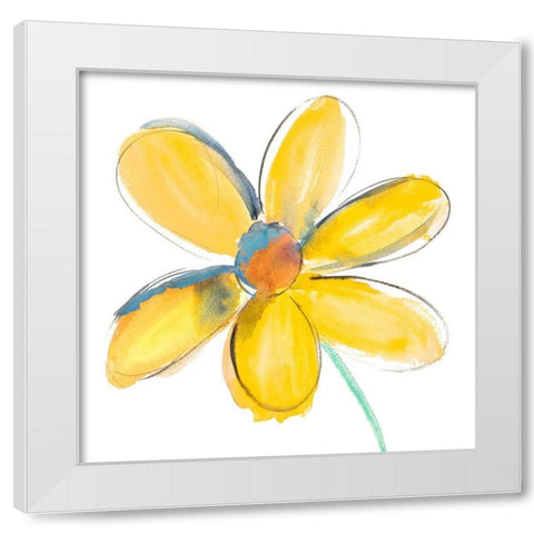 Yellow Summer Daisy White Modern Wood Framed Art Print by Bryant, Susan