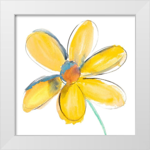 Yellow Summer Daisy White Modern Wood Framed Art Print by Bryant, Susan