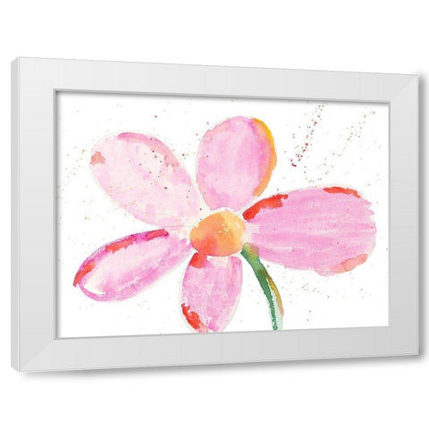 Bubbly Pink Daisy White Modern Wood Framed Art Print by Bryant, Susan