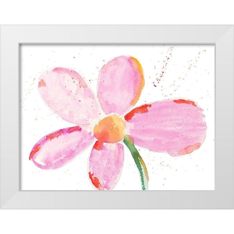 Bubbly Pink Daisy White Modern Wood Framed Art Print by Bryant, Susan