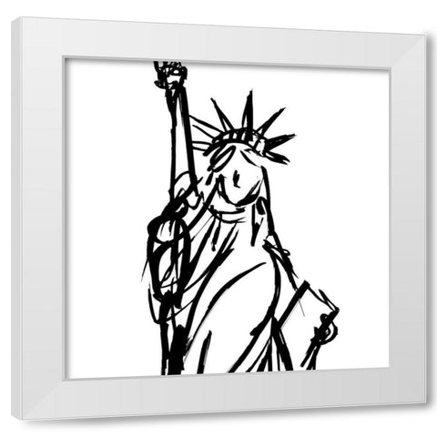 Statue Of Liberty White Modern Wood Framed Art Print by SD Graphics Studio