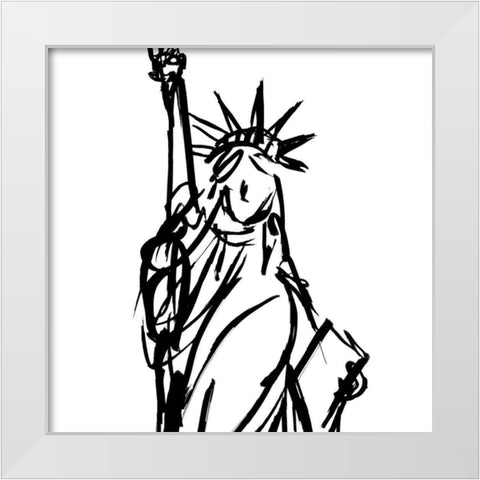 Statue Of Liberty White Modern Wood Framed Art Print by SD Graphics Studio