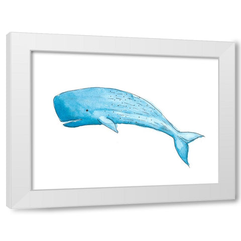 Great Blue Whale White Modern Wood Framed Art Print by SD Graphics Studio