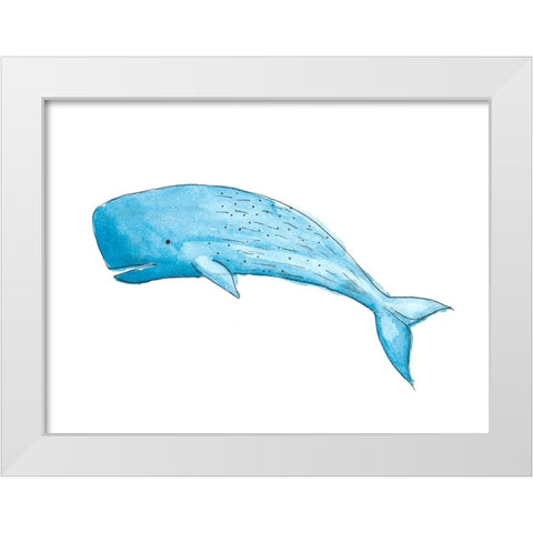 Great Blue Whale White Modern Wood Framed Art Print by SD Graphics Studio