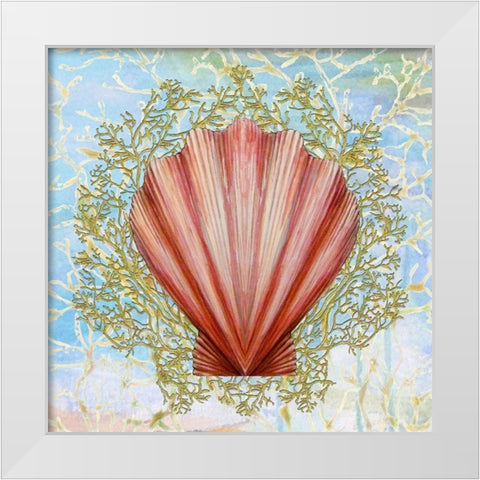 Shell Medley I White Modern Wood Framed Art Print by Diannart