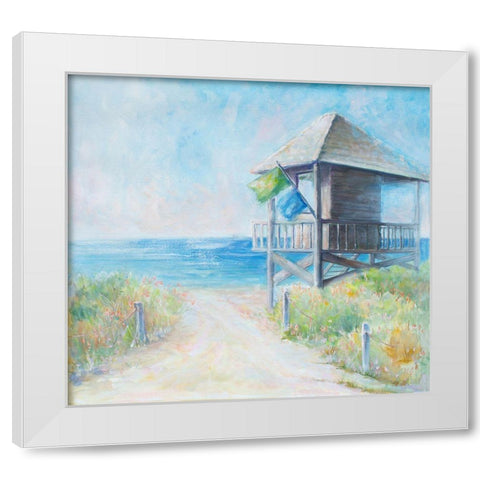 Beach Lookout White Modern Wood Framed Art Print by Diannart