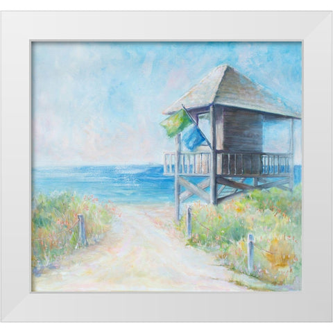 Beach Lookout White Modern Wood Framed Art Print by Diannart