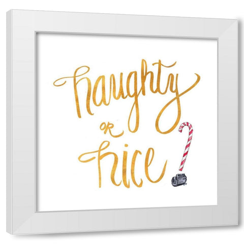 Naughty or Nice White Modern Wood Framed Art Print by SD Graphics Studio