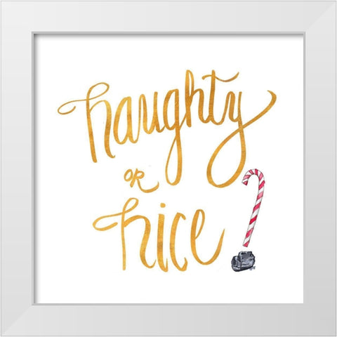 Naughty or Nice White Modern Wood Framed Art Print by SD Graphics Studio