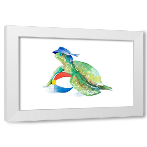Beach Ball Turtle White Modern Wood Framed Art Print by Loreth, Lanie