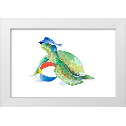 Beach Ball Turtle White Modern Wood Framed Art Print by Loreth, Lanie