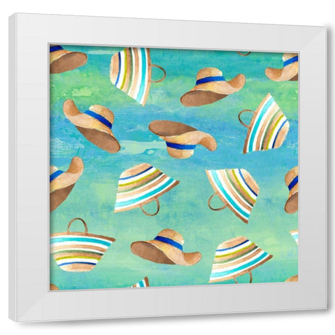 Hat and Bag Pattern White Modern Wood Framed Art Print by Loreth, Lanie