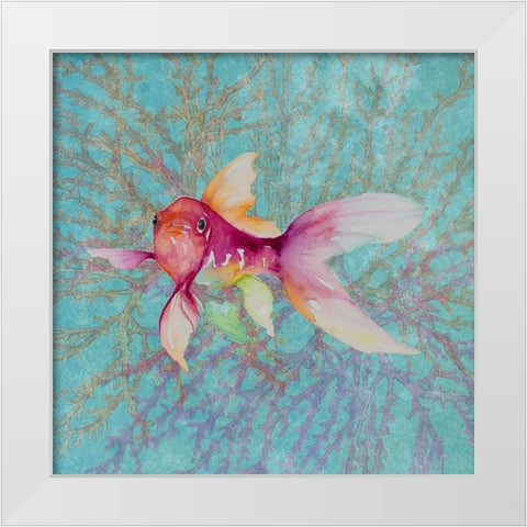 Fish On Coral II White Modern Wood Framed Art Print by Loreth, Lanie