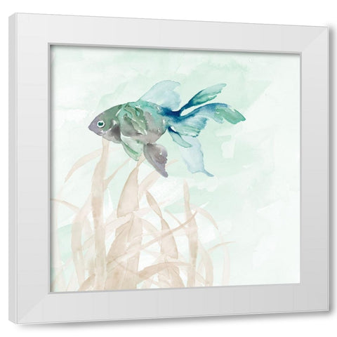 Aqua Marine Life I White Modern Wood Framed Art Print by Loreth, Lanie