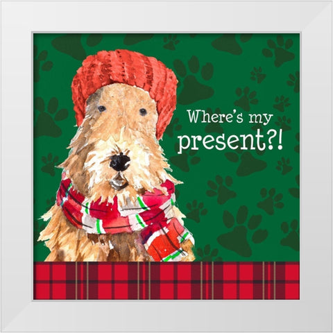 Christmas Puppy I White Modern Wood Framed Art Print by Loreth, Lanie