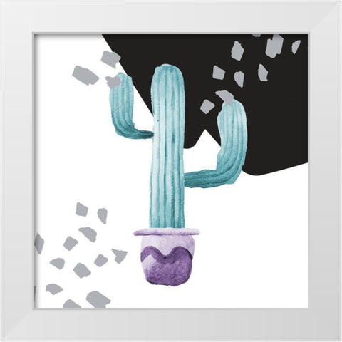 Cactus Decor I White Modern Wood Framed Art Print by SD Graphics Studio