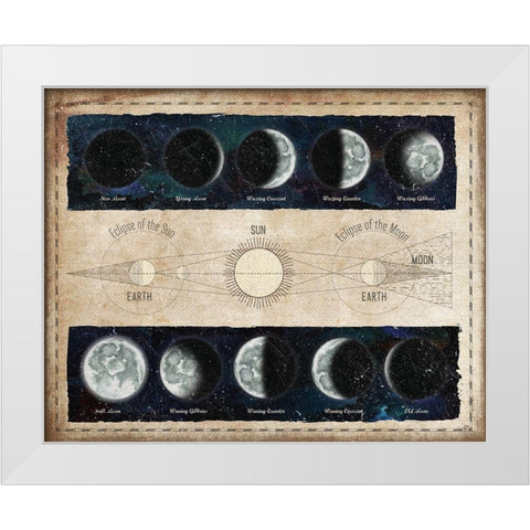 Moon Phases and Eclipses White Modern Wood Framed Art Print by Medley, Elizabeth