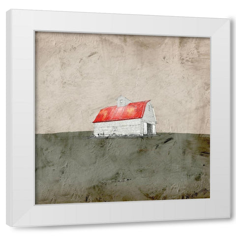 Red and White Barn White Modern Wood Framed Art Print by Mabat, Ynon