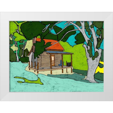 Cabin in the Woods White Modern Wood Framed Art Print by Mabat, Ynon