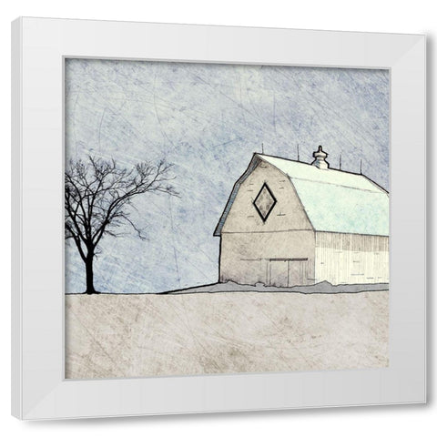 Out In the Barn White Modern Wood Framed Art Print by Mabat, Ynon