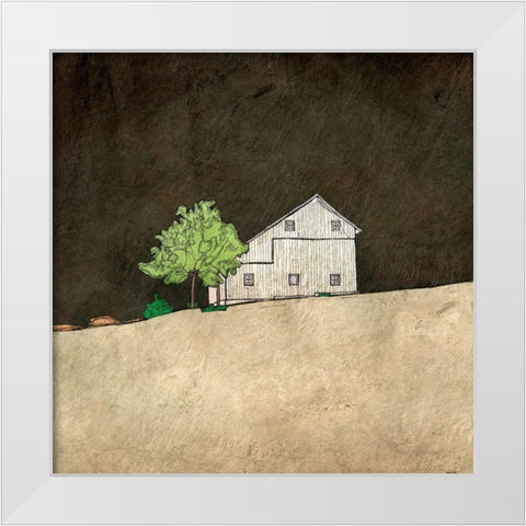 Barn in the Dark White Modern Wood Framed Art Print by Mabat, Ynon