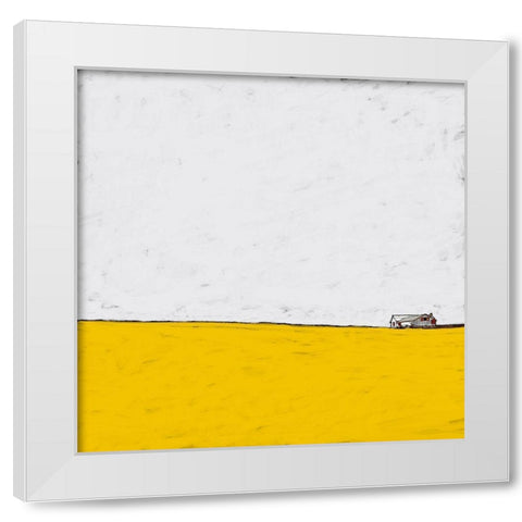 Barn in the Distance White Modern Wood Framed Art Print by Mabat, Ynon