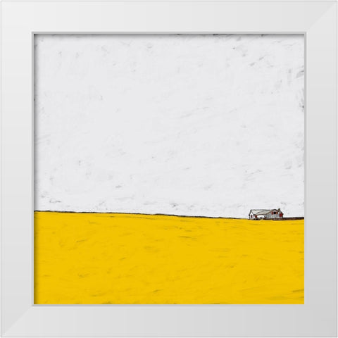 Barn in the Distance White Modern Wood Framed Art Print by Mabat, Ynon