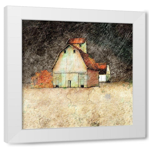Stormy Farm Evening White Modern Wood Framed Art Print by Mabat, Ynon