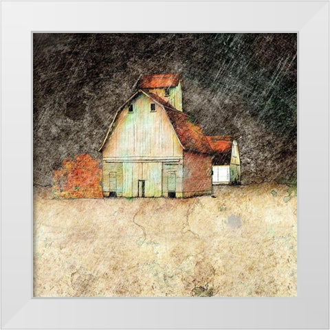 Stormy Farm Evening White Modern Wood Framed Art Print by Mabat, Ynon