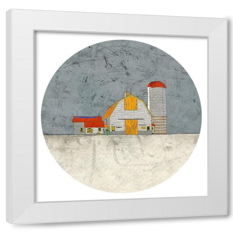 Barn and Silo White Modern Wood Framed Art Print by Mabat, Ynon