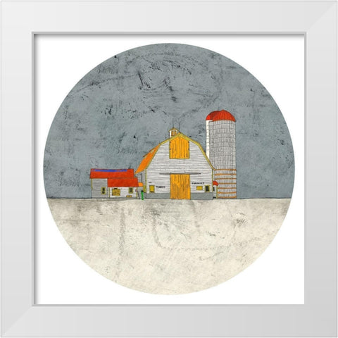 Barn and Silo White Modern Wood Framed Art Print by Mabat, Ynon