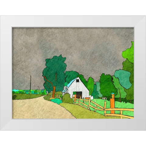 Rainy Season on the Farm White Modern Wood Framed Art Print by Mabat, Ynon