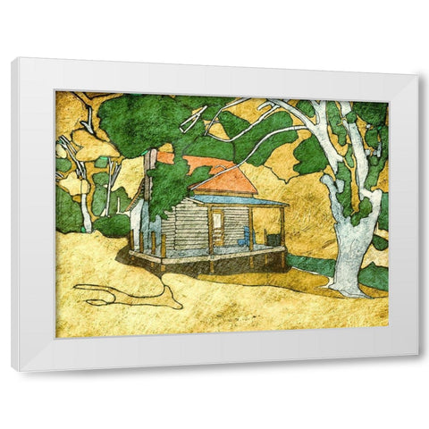 Forest Cabin White Modern Wood Framed Art Print by Mabat, Ynon