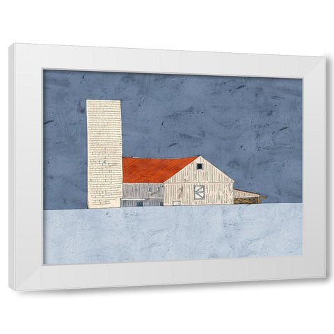 Barn and Silo White Modern Wood Framed Art Print by Mabat, Ynon
