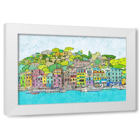 Coastal City White Modern Wood Framed Art Print by Mabat, Ynon