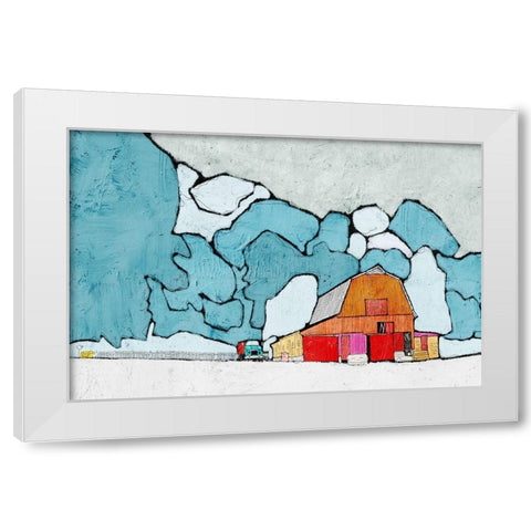 Barn under Blue Skies White Modern Wood Framed Art Print by Mabat, Ynon