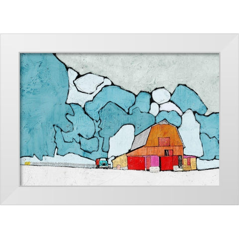 Barn under Blue Skies White Modern Wood Framed Art Print by Mabat, Ynon