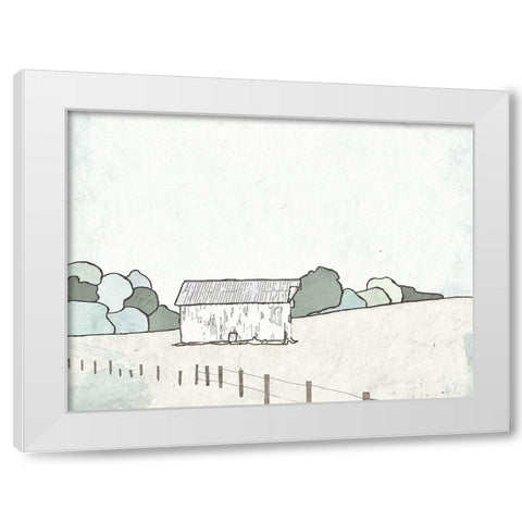 Farmhouse Under White Skies White Modern Wood Framed Art Print by Mabat, Ynon